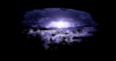 3d rendering. Dark, dense storm clouds with flashes of lightning on a black b Stock Illustration