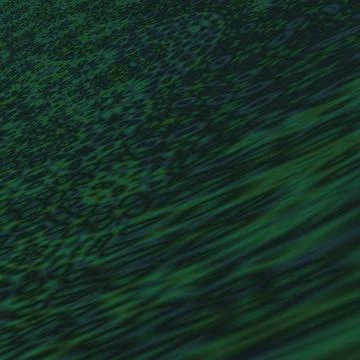 3D rendering of a dark green background with blurry shapes and patterns. Stock Illustration