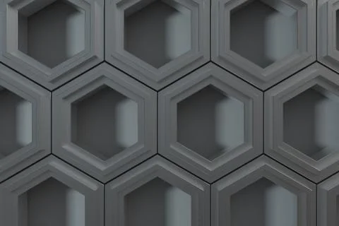 3d rendering, dark hexagonal background, sci-fi background Stockillustratie