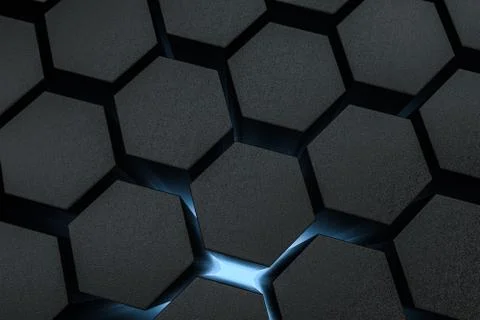 3d rendering, dark hexagonal background, sci-fi background 스톡 일러스트