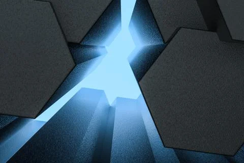 3d rendering, dark hexagonal background, sci-fi background Illustrazione stock