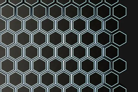 3d rendering, dark hexagonal background, sci-fi background 库存插图