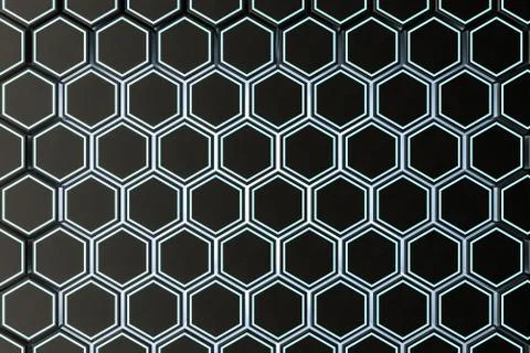 3d rendering, dark hexagonal background, sci-fi background 스톡 일러스트