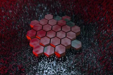 3d rendering, dark hexagonal background, sci-fi background 스톡 일러스트