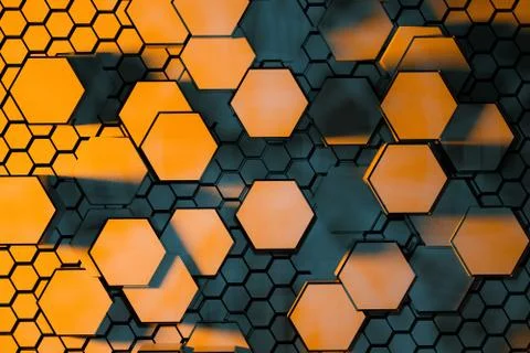 3d rendering, dark hexagonal background, sci-fi background イラスト素材