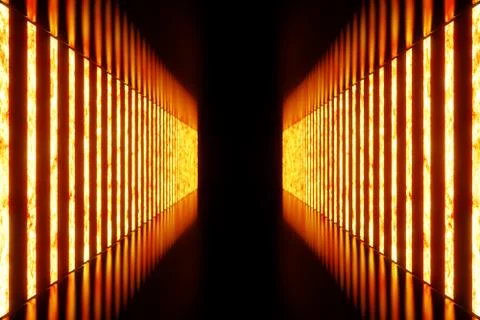 3D rendering dark Illuminated corridor of red neon light. Elegant futuristic Stock Illustration