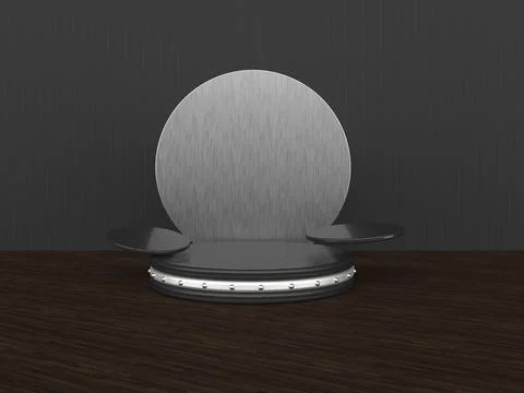 3D rendering Dark luxury podium for product display. Golden background scene  Stock Illustration