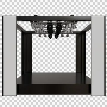 A 3D rendering of a dark, minimalist stage setup Stock Photos