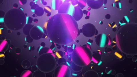 3d rendering of Dark Striped Sphere in the Air with a violet background and D Stock Illustration