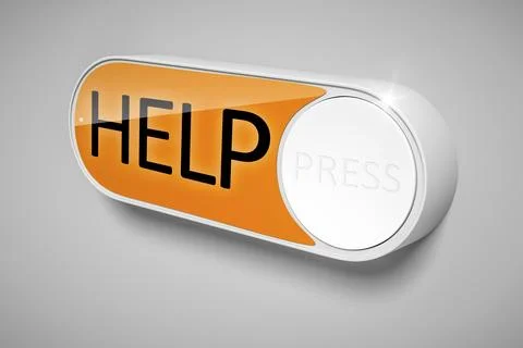 3d rendering of a dash button to order help Stock Illustration