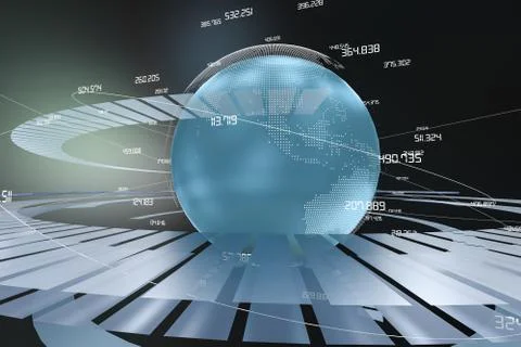 3d rendering, data and earth graphics with HUD elements Stockillustratie