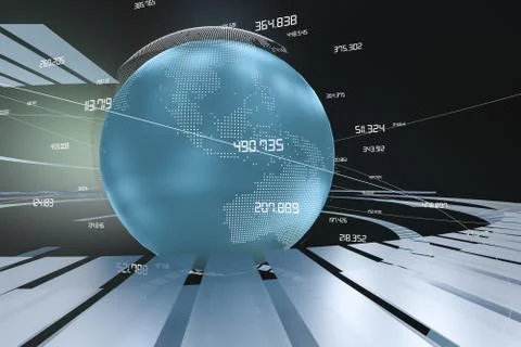 3d rendering, data and earth graphics with HUD elements 库存插图