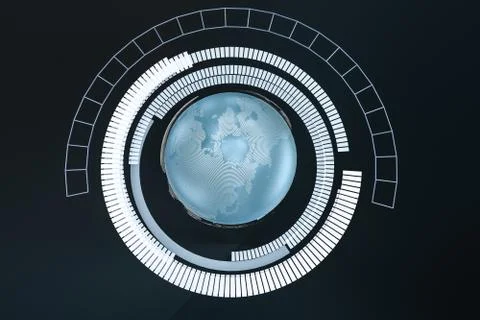 3d rendering, data and earth graphics with HUD elements Stockillustratie