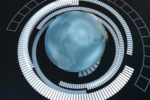 3d rendering, data and earth graphics with HUD elements Stockillustratie