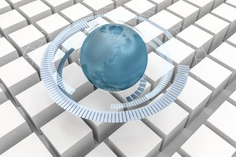 3d rendering, data and earth graphics with HUD elements Stockillustratie