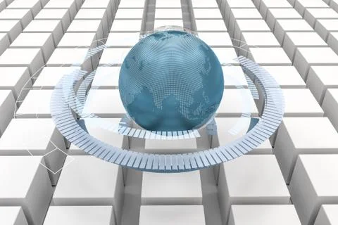 3d rendering, data and earth graphics with HUD elements Stock Illustration