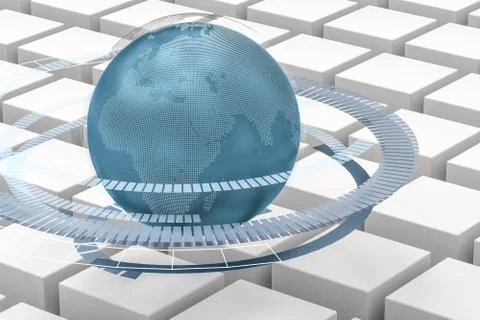 3d rendering, data and earth graphics with HUD elements Stock Illustration