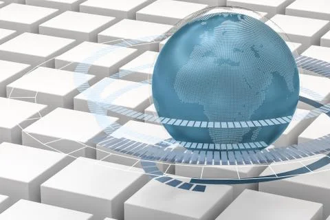 3d rendering, data and earth graphics with HUD elements Stock Illustration