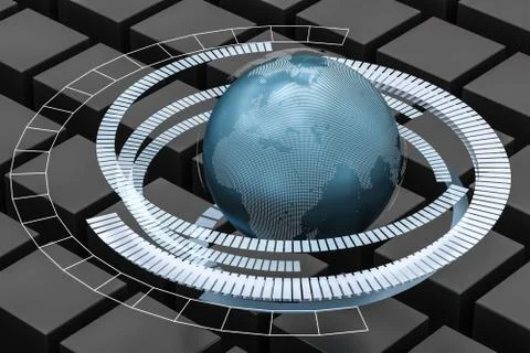 3d rendering, data and earth graphics with HUD elements Stock Illustration
