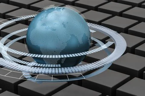 3d rendering, data and earth graphics with HUD elements Stockillustratie