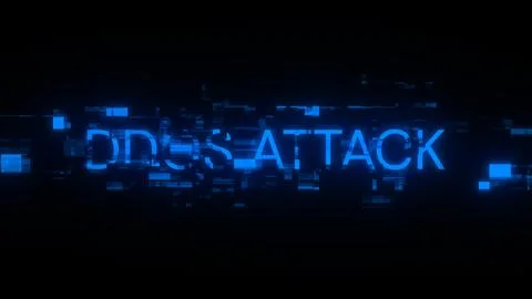 3D rendering ddos attack text with screen effects of technological glitches Foto stock