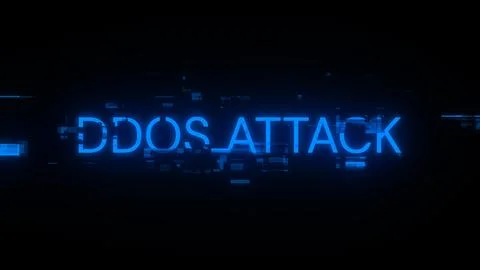 3D rendering ddos attack text with screen effects of technological glitches Stock Photos