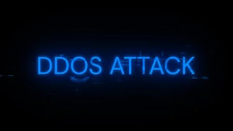 3D rendering ddos attack text with screen effects of technological glitches Foto stock
