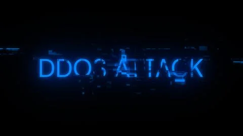 3D rendering ddos attack text with screen effects of technological glitches 写真素材