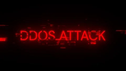 3D rendering ddos attack text with screen effects of technological glitches Foto stock