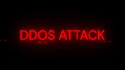 3D rendering ddos attack text with screen effects of technological glitches Foto stock