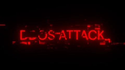 3D rendering ddos attack text with screen effects of technological glitches Foto stock