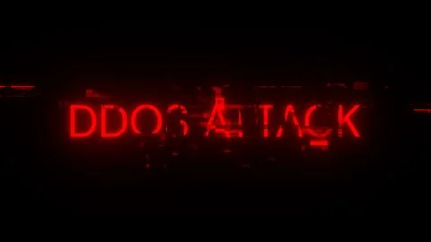 3D rendering ddos attack text with screen effects of technological glitches 스톡 사진