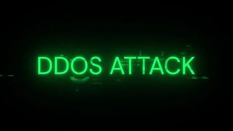 3D rendering ddos attack text with screen effects of technological glitches 스톡 사진