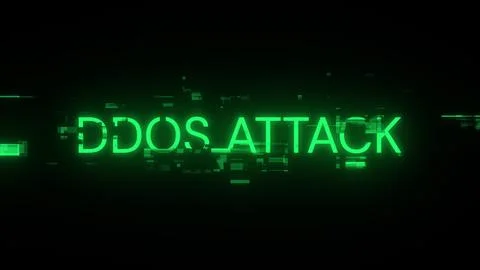 3D rendering ddos attack text with screen effects of technological glitches Foto stock