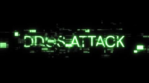 3D rendering ddos attack text with screen effects of technological glitches Foto stock