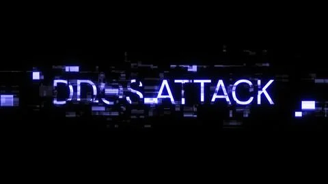 3D rendering ddos attack text with screen effects of technological glitches 스톡 사진