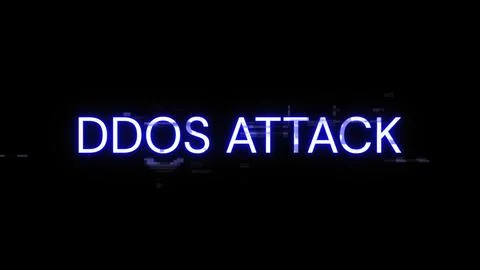 3D rendering ddos attack text with screen effects of technological glitches 写真素材
