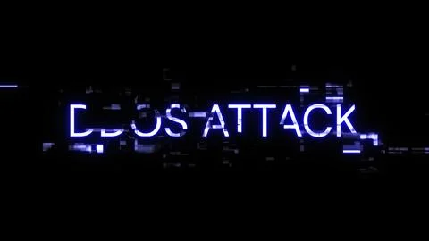 3D rendering ddos attack text with screen effects of technological glitches Foto stock