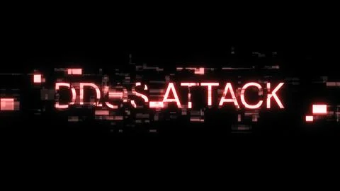 3D rendering ddos attack text with screen effects of technological glitches 스톡 사진