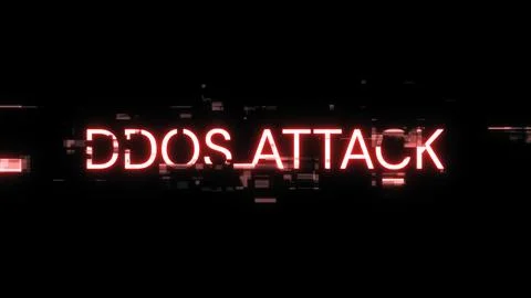 3D rendering ddos attack text with screen effects of technological glitches Stock-Fotos