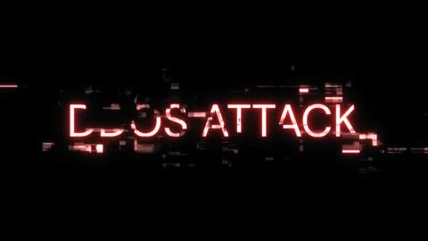3D rendering ddos attack text with screen effects of technological glitches Foto stock