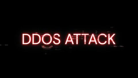 3D rendering ddos attack text with screen effects of technological glitches 스톡 사진