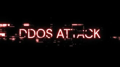 3D rendering ddos attack text with screen effects of technological glitches 스톡 사진