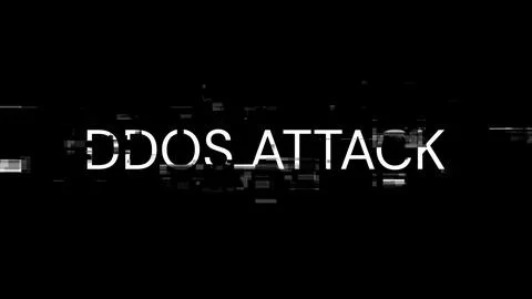 3D rendering ddos attack text with screen effects of technological glitches Stock Photos