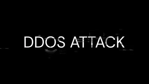 3D rendering ddos attack text with screen effects of technological glitches 스톡 사진