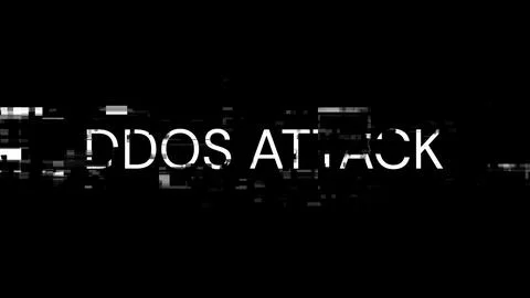 3D rendering ddos attack text with screen effects of technological glitches 写真素材