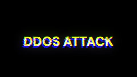 3D rendering ddos attack text with screen effects of technological glitches Foto stock