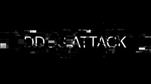3D rendering ddos attack text with screen effects of technological glitches Foto stock