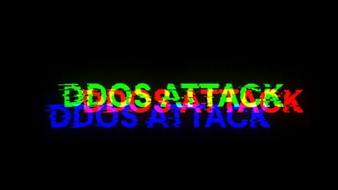 3D rendering ddos attack text with screen effects of technological glitches Foto stock