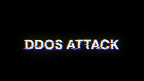 3D rendering ddos attack text with screen effects of technological glitches Foto stock